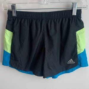 Adidas Black, Green, & Blue Perforated Colorblock Shorts